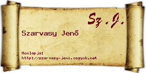 Szarvasy Jenő névjegykártya