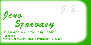 jeno szarvasy business card